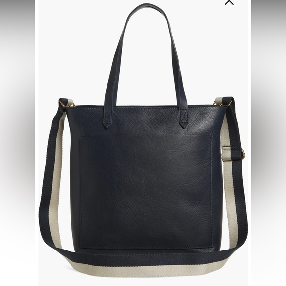 Madewell Handbags - Madewell Leather The Zip-Top Medium Transport Leather Tote Navy